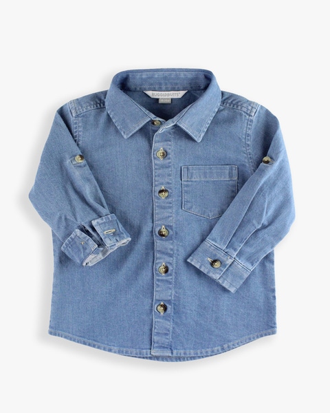 Light Wash Denim Long Sleeve Button Down Shirt