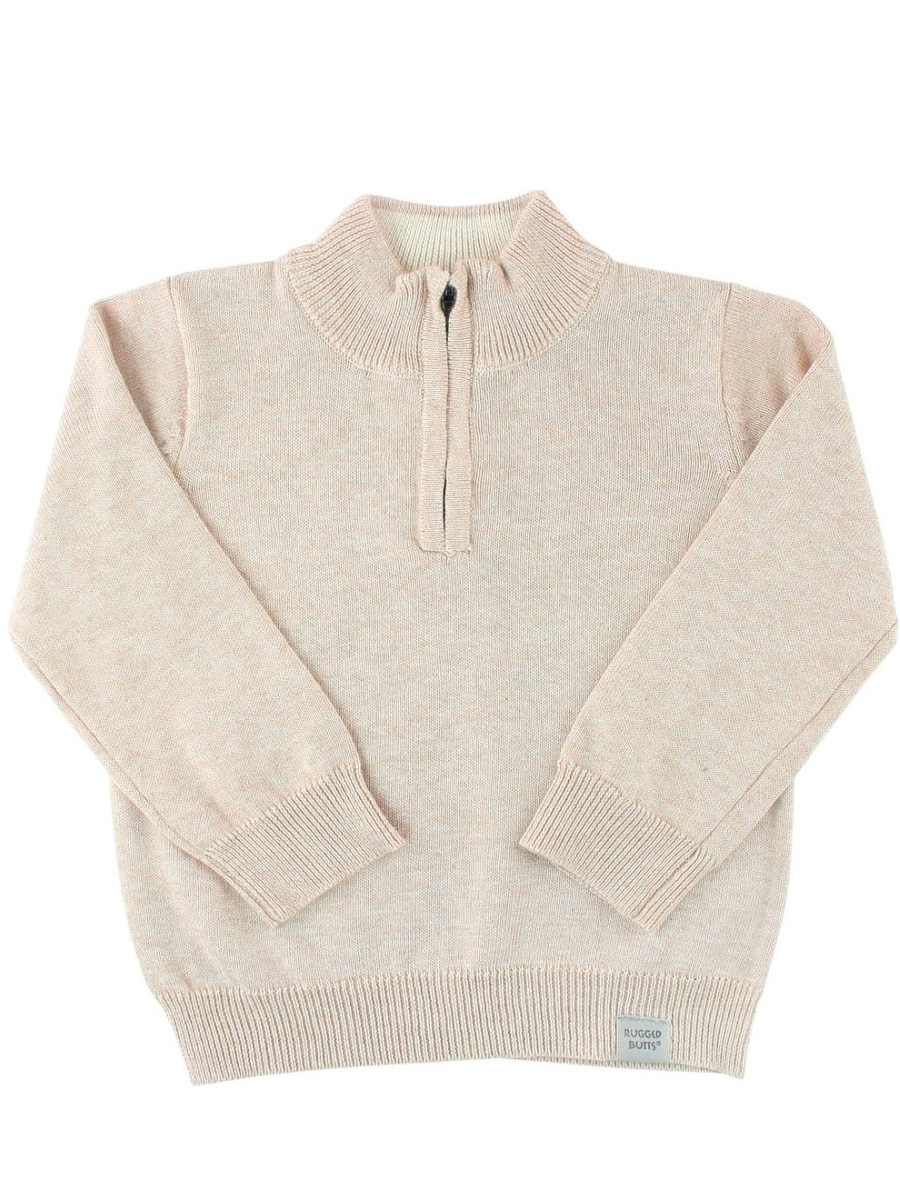 Heather Oatmeal Quarter-Zip Sweater - 3-6m