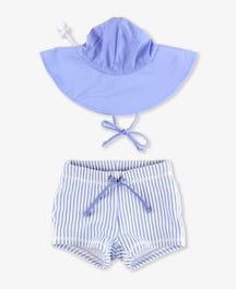 Periwinkle Blue SS Shorties & Peri Sun Hat Set