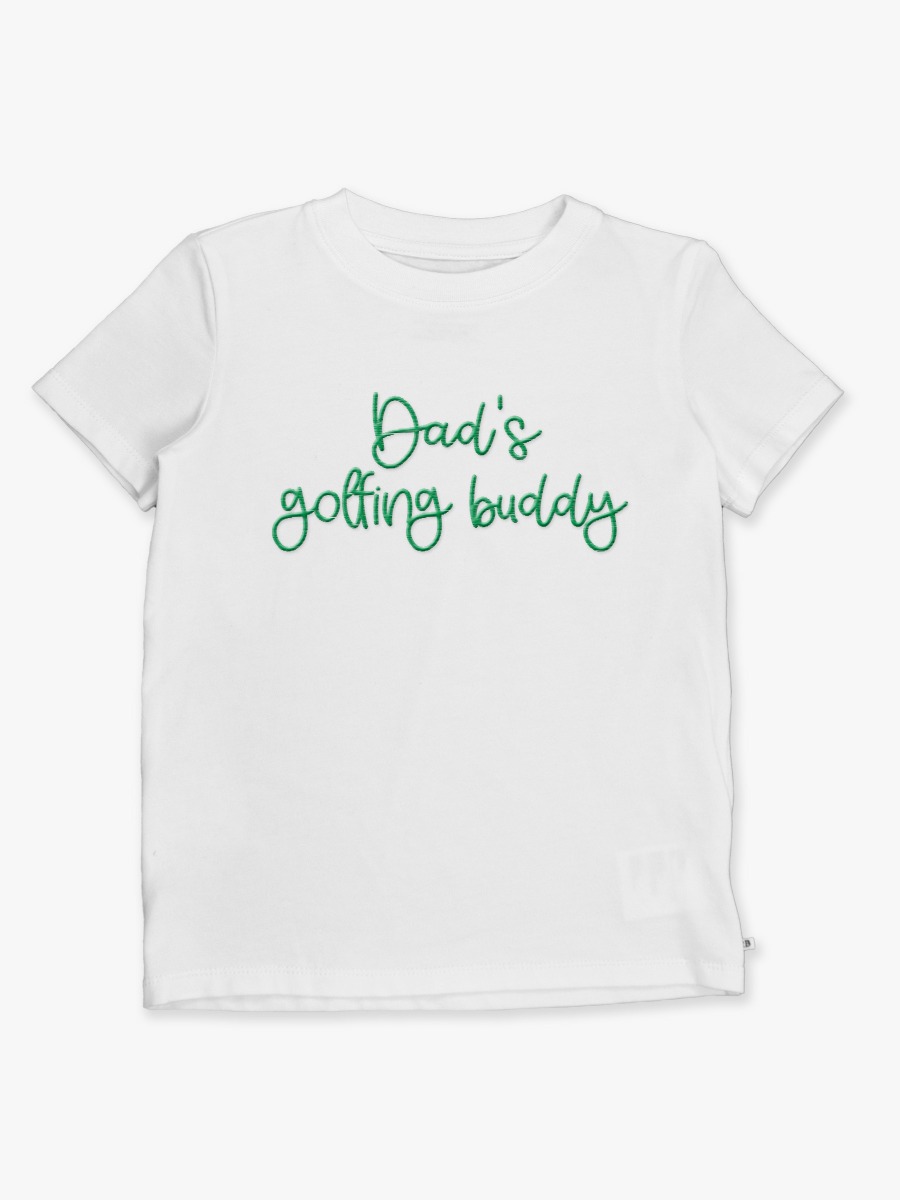 Green Dad's fishing buddy Embroidered White Short Sleeve Basic Tee