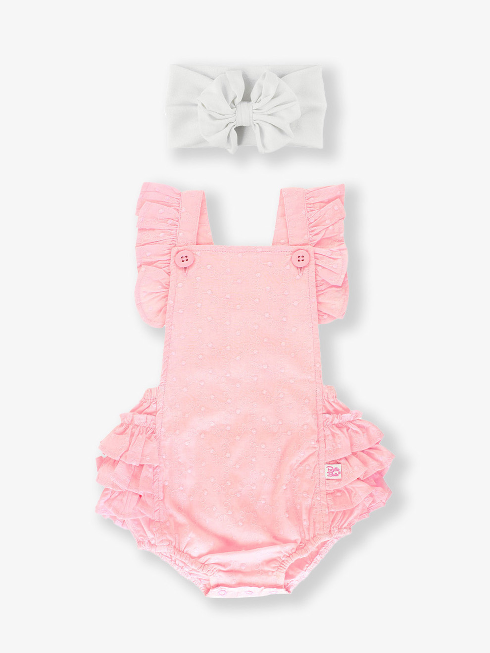 White Headband & Pink Overall Romper