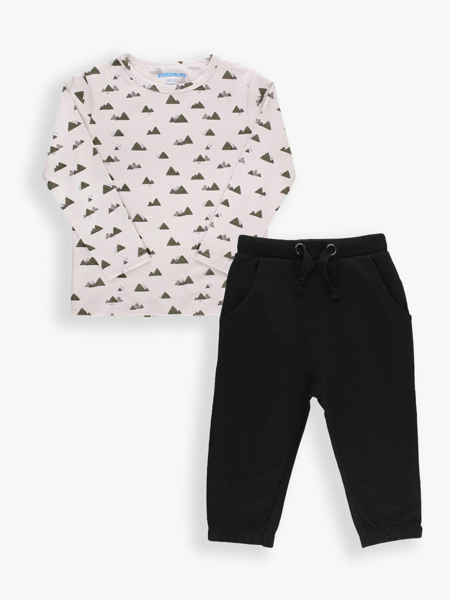 Boys Mellow Mountains Tee & Black Joggers