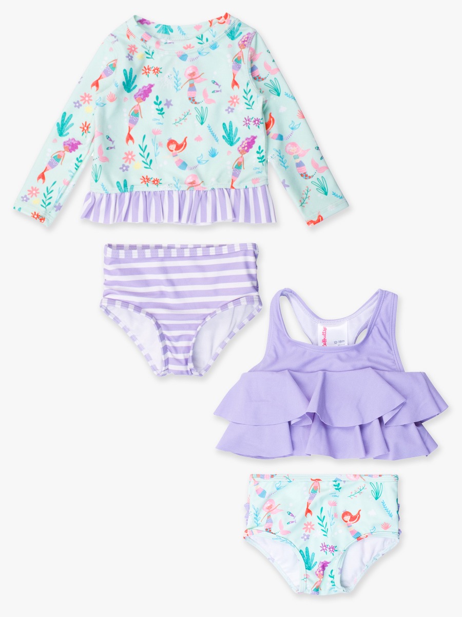 Mermaid Princess Rash Guard & Flounce Bikini Bundle