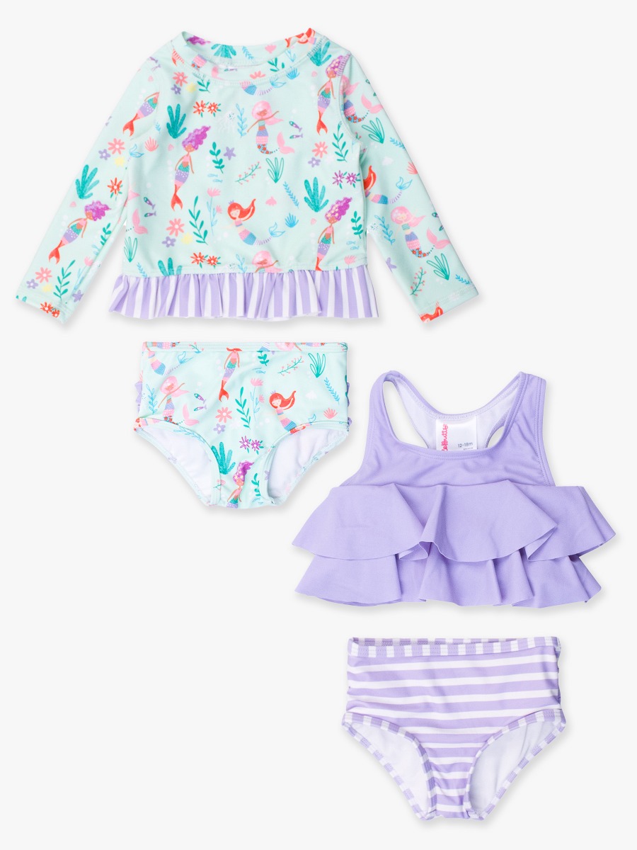 Mermaid Princess Rash Guard & Flounce Bikini Bundle