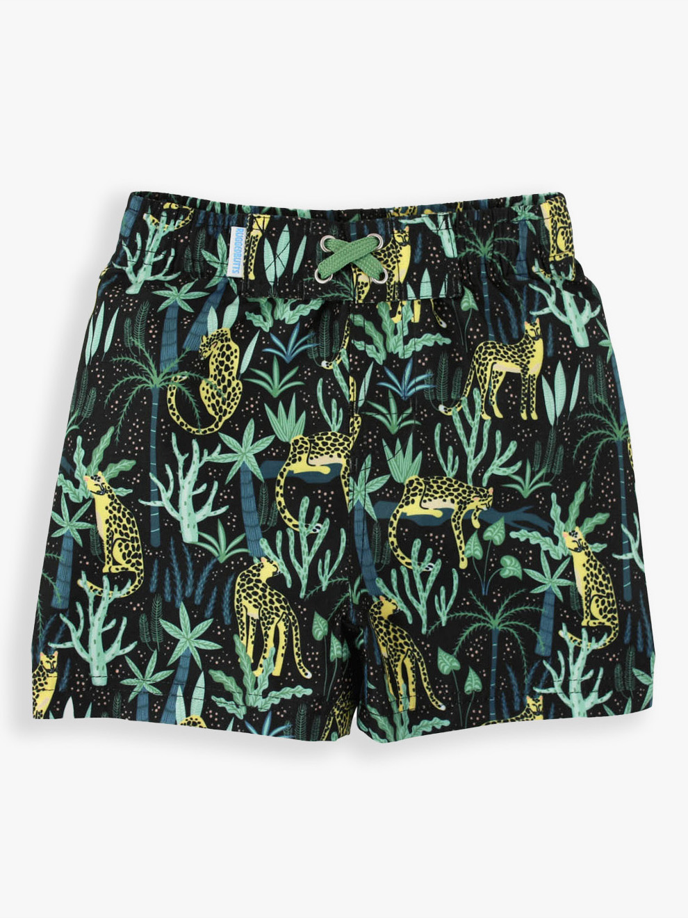 RuggedButts Boys UPF50+ Swim Trunks - Neon Blue Pineapples, 10