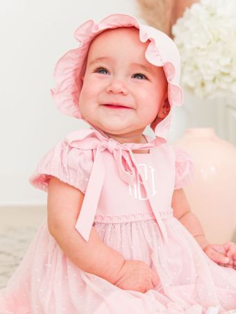 open lace back dress White and Pink Baby Girls' Flower Girl Dress Cute Simple Christening  Dresses 0-24 Months main image 1