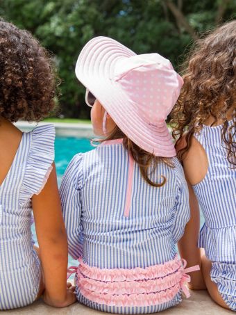 Seersucker Long Sleeve Rash Guard One Piece