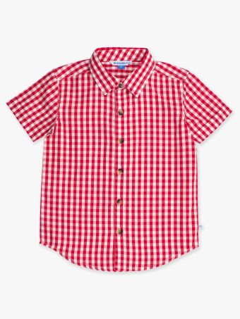 nwot Strasburg red white blue check short sleeve button shirt boys 5