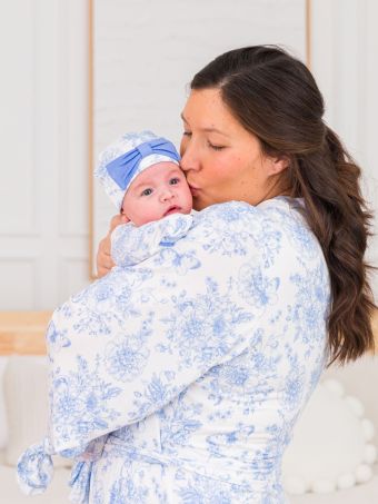 blue toile maternity dress NURSING COLLECTION: What A Surprise Blue Toile Midi Dress  Shop the Mint