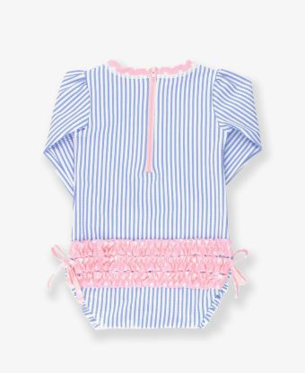 Seersucker Long Sleeve Rash Guard One Piece