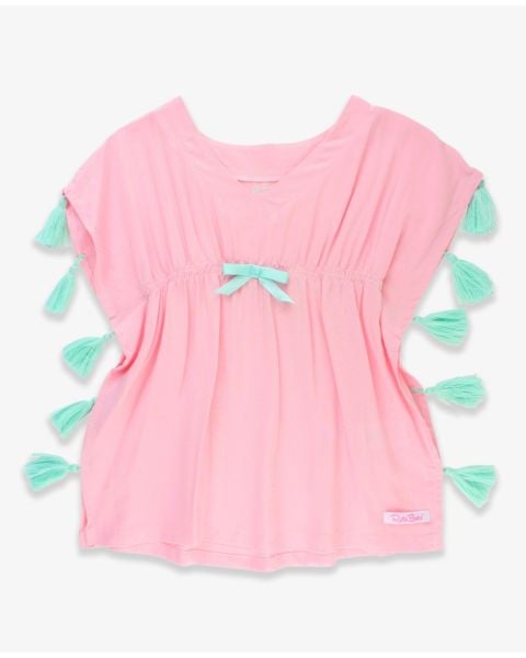 Pink Tassel Kaftan Cover-Up