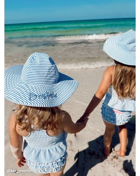 Periwinkle Blue Seersucker Swim Hat