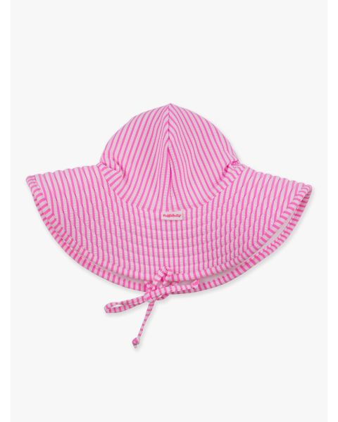 Neon Pink Seersucker Swim Hat