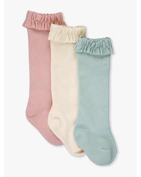 Soft Mauve, Ivory & Cloud Blue 3-Pack Knee High Socks