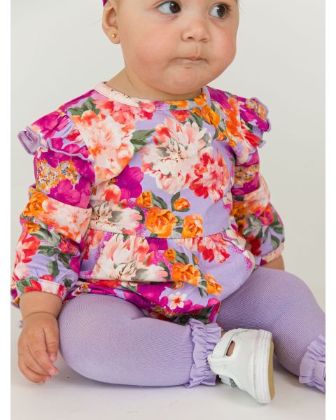 Lavender Footless Ruffle Tights