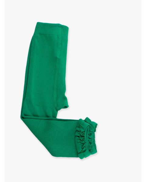 Green Footless Ruffle Tights