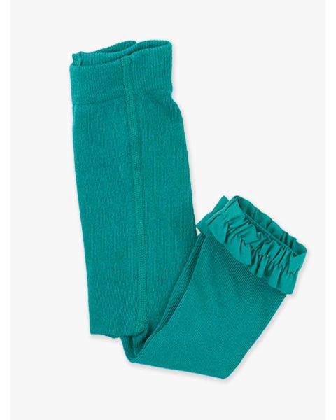 Emerald Green Footless Ruffle Tights