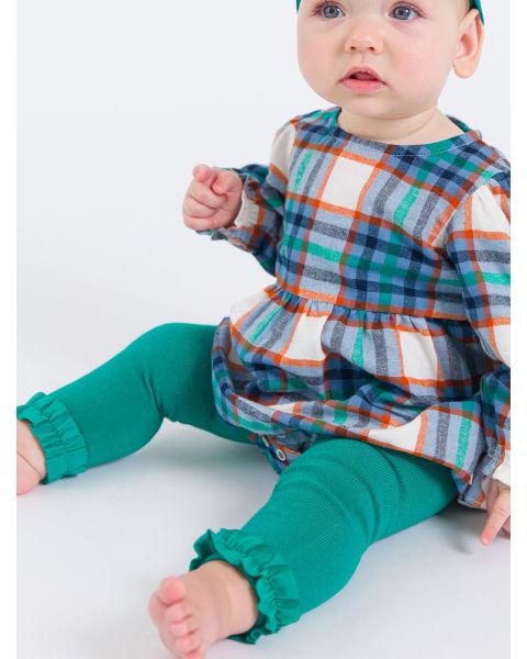 Emerald Green Footless Ruffle Tights