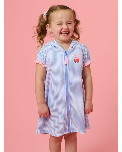 Periwinkle Blue Stripe Peppa Pig Terry Full-Zip Cover-Up