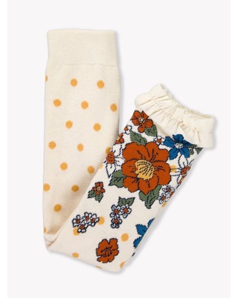 Harvest Floral Patterned Footless Ruffle Tights