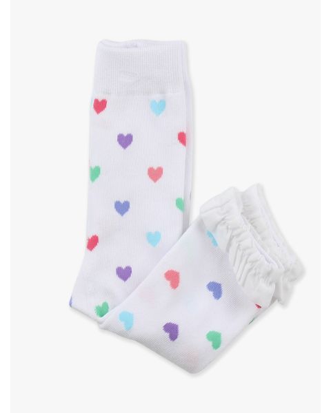 Rainbow Colorful Hearts Patterned Footless Ruffle Tights