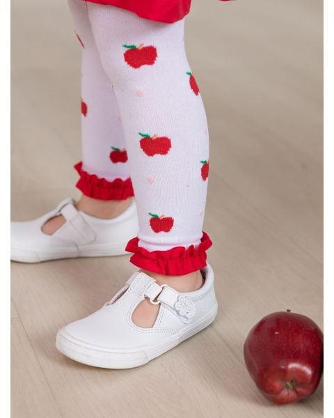 Apple Orchard Patterned Footless Ruffle Tights