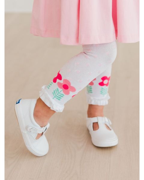 In Full Bloom Polka Dot Patterned Footless Ruffle Tights