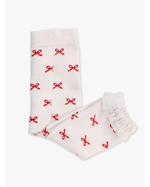 Red Bows Patterned Footless Ruffle Tights