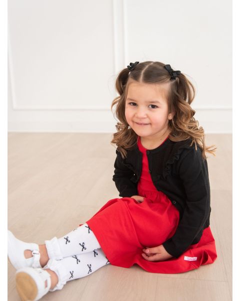 Black Bows Patterned Footless Ruffle Tights