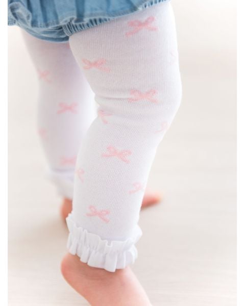 Pink Bows Patterned Footless Ruffle Tights