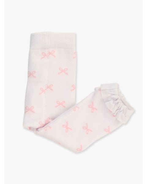 Pink Bows Patterned Footless Ruffle Tights