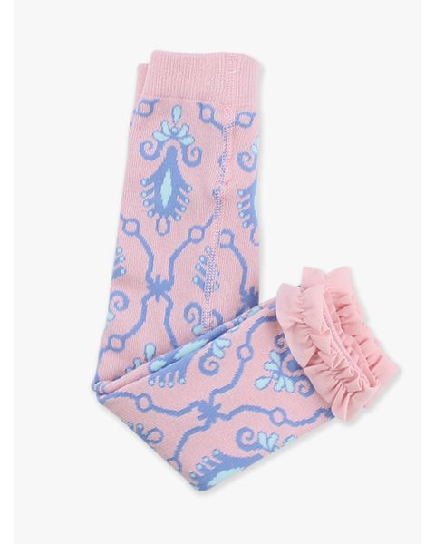 Pink Fairytale Jewels Patterned Footless Ruffle Tights