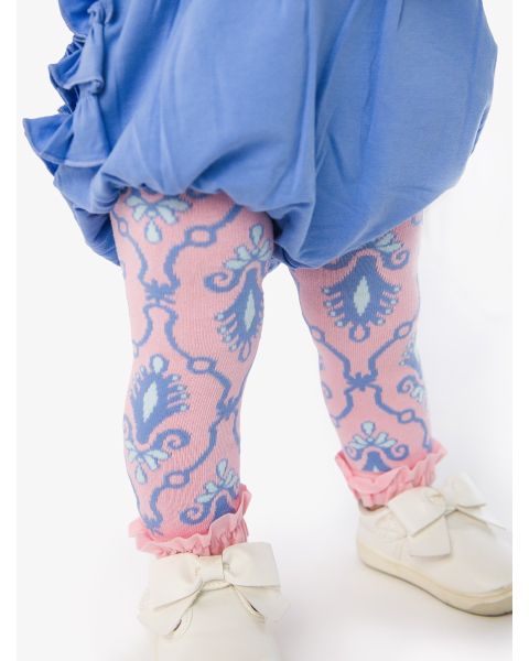 Pink Fairytale Jewels Patterned Footless Ruffle Tights