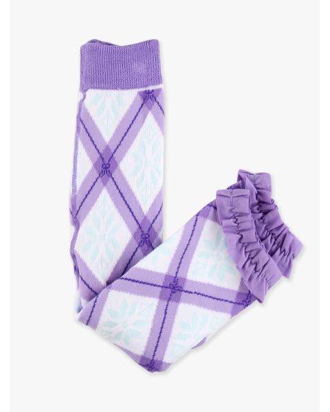 Purple Enchanted Argyle Patterned Footless Ruffle Tights