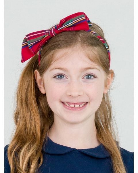 Tis The Season Plaid Skinny Big Bow Headband