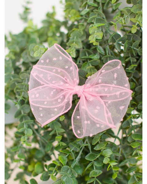 Baby Pink Dotted Tulle Bow Hair Clip