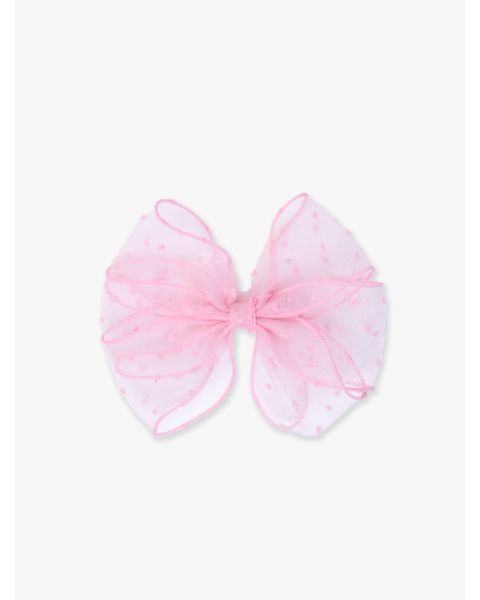 Baby Pink Dotted Tulle Bow Hair Clip