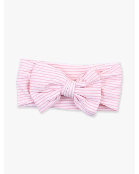 Pink & White Micro Stripe Viscose Big Bow Headband