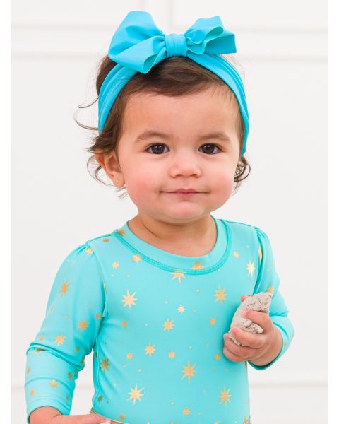 Bright Aqua Shimmer Swim Bow Headband