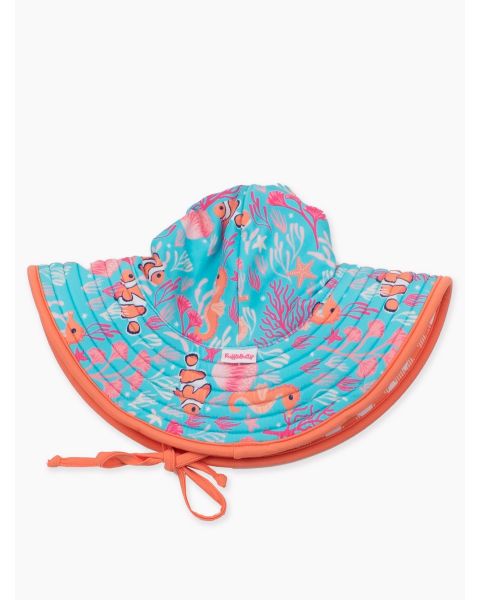 Ocean Tides/Coral Gingham Reversible Swim Hat