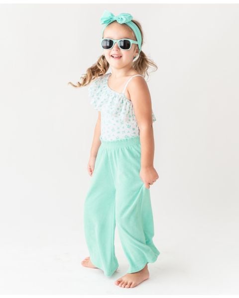 Vintage Aqua Terry Knit Wide Leg Pants