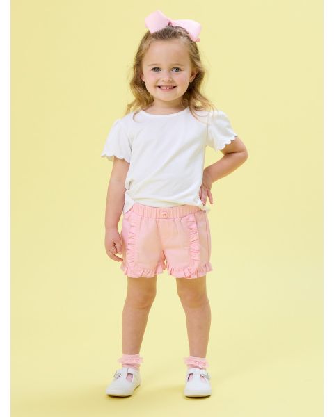 Pink Infant/Toddler Ruffle Trim Woven Shorts