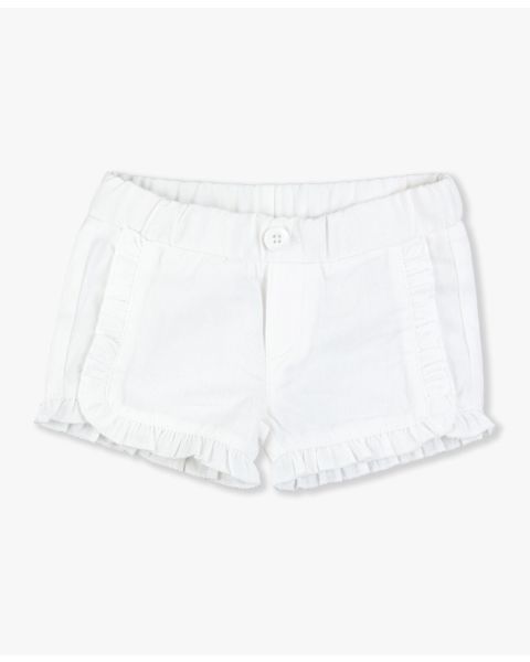 White Ruffle Trim Woven Shorts