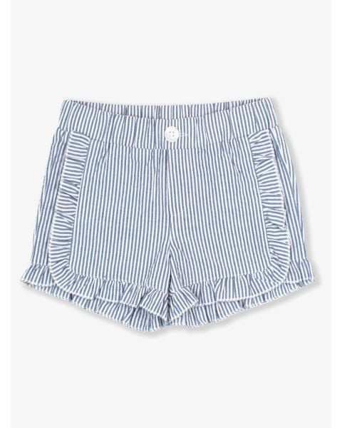Classic Blue Seersucker Infant/Toddler Ruffle Trim Woven Shorts