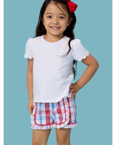 Lincoln Plaid Infant/Toddler Ruffle Trim Woven Shorts