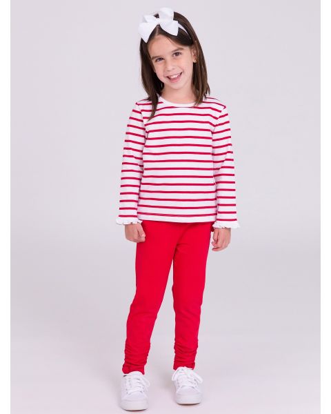 Red Baby Ruched Bow Leggings
