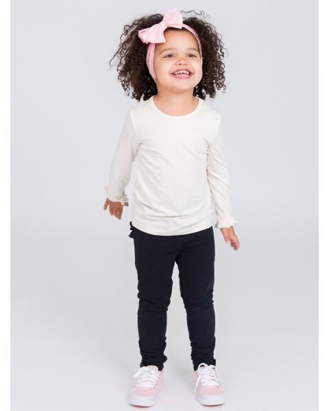 Black Ruched Bow Leggings