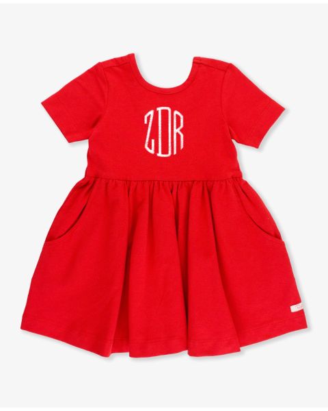 Red Knit Short Sleeve Twirl Dress