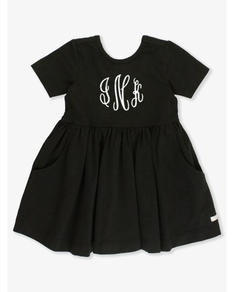 Black Knit Short Sleeve Twirl Dress