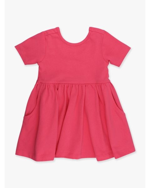 Hot Pink Knit Short Sleeve Twirl Dress